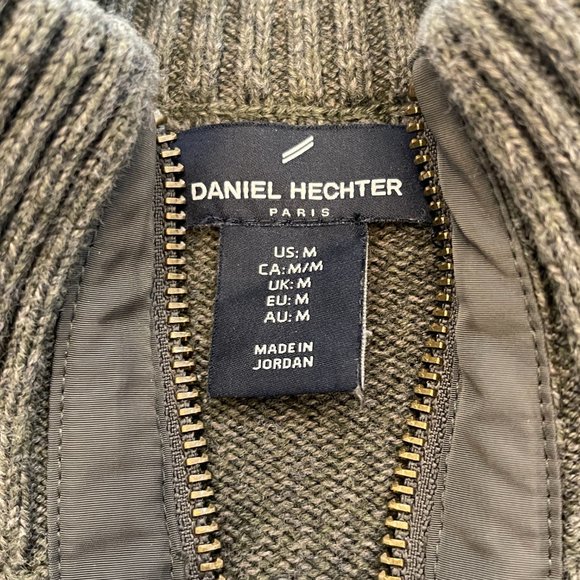 Daniel Hechter Zip Front Cotton Knit Cardigan Pine Green Mock Neck Size Medium - Picture 8 of 9